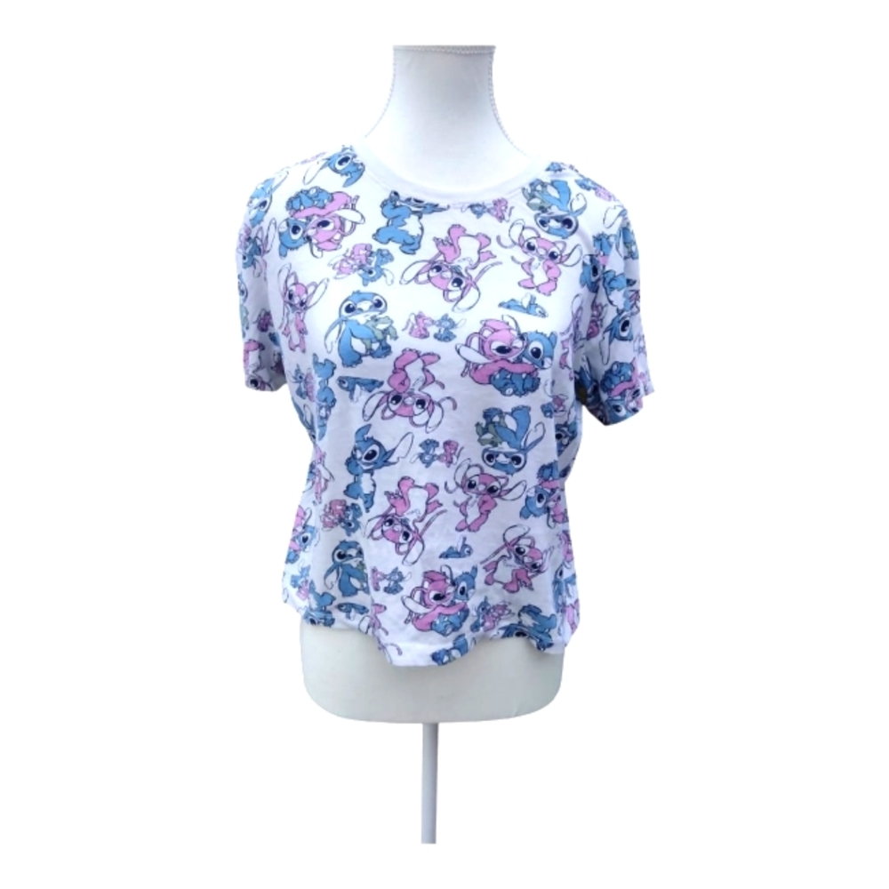 Disney Women's Blue and Pink Graphic Top